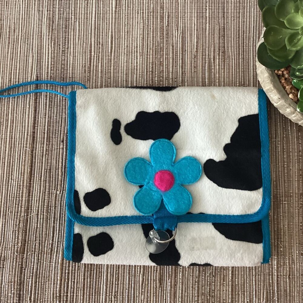 Y2K VTG Cow Print Floral Locker Storage School Storage